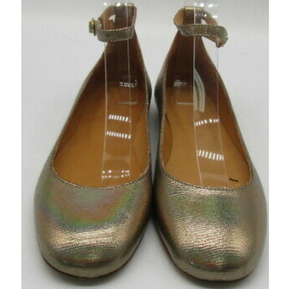 Isabel Marant Etoile Gold Metallic Textured Leather Ballet Flats sz 37 - Picture 1 of 5
